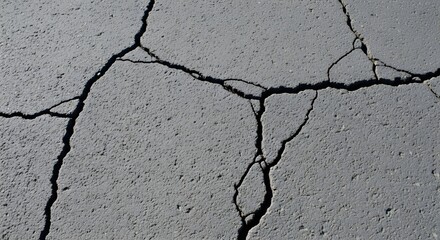 Obraz premium Closeup of cracked dry gray textured surface with jagged fissures and rough concrete pattern cracked surface