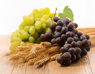 grapes and wheat composition for culinary and harvest themes
