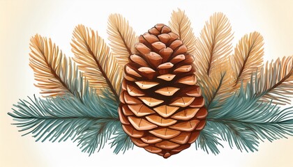 watercolor pinecone on white background