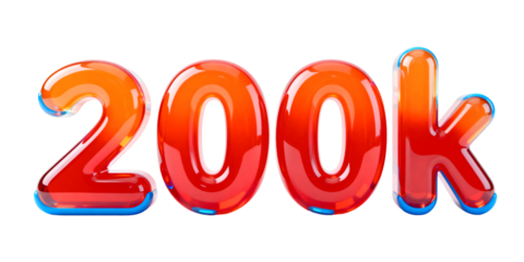 200k Red Gradient 3D Text on White Background