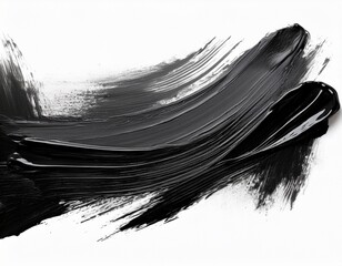 artistic brush stroke with black paint on white background for creative designs