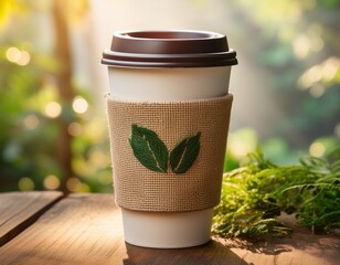 eco friendly recycled coffee cup with hemp fabric design for sustainable living
