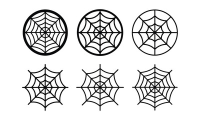 spider web icons in black color, vector illustration