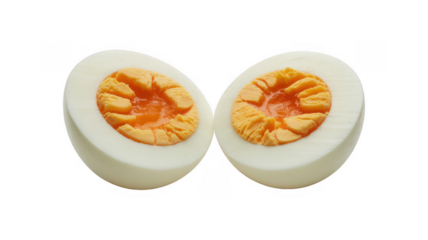 Boiled egg halves white egg orange yolk isolated on a transparent background