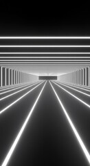 Fototapeta premium A vast, repeating pattern of brilliant, uniform white illumination stretching into the distance, creating an infinite visual sequence ,array ,electric ,texture