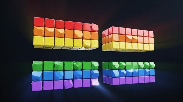 Animated equality symbol built from geometric shapes