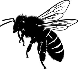 Obraz premium Honeybee silhouette side view flying vector graphic