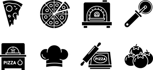 World Pizza Day celebration icons vector set