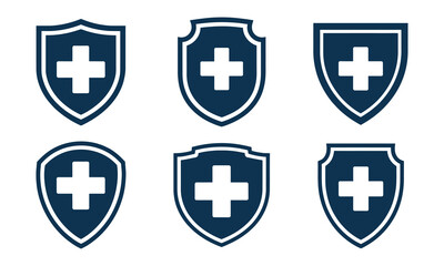 Fototapeta premium Medical shield vector icon, health protection and immune defense illustration, virus prevention and safety symbol, EPS 10 format.