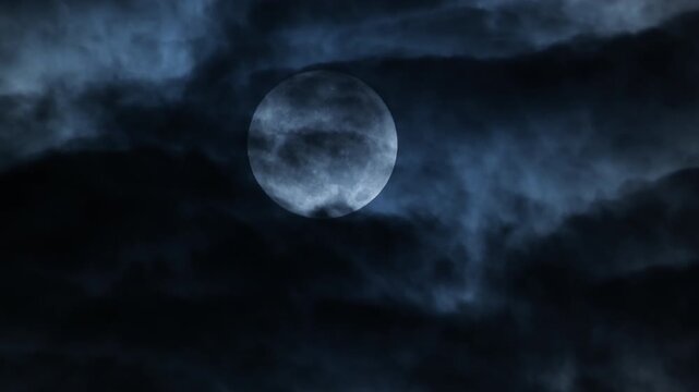 (Denoised) Fantastic moon in the flowing clouds. No.PLS50432-1. 4K, ProRES, 422, 10bit