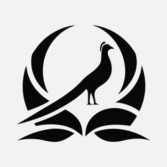 Obraz premium Elegant pheasant bird silhouette emblem minimalist logo vector illustration