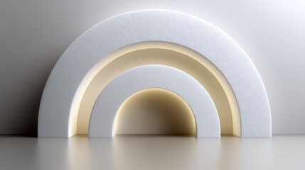 Abstract 3D Business Background with Architectural Arches and Large Negative Space
