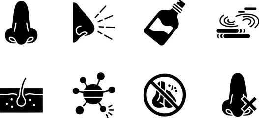 Anosmia Awareness Day black and white icon set for healthcare