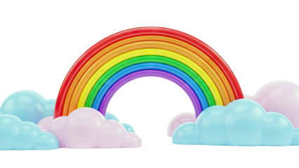 Colorful Rainbow Arch with Pastel Clouds