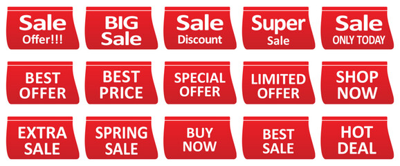 Sale tags Set. Special offer, Offer only today, big sale, discount, best price, banner set.