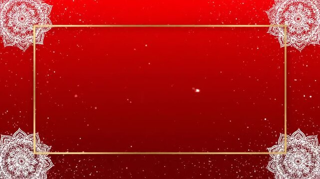 Red Background with Ornate Corner Designs.