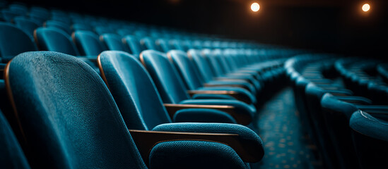 Fototapeta premium row blue seats an cinema