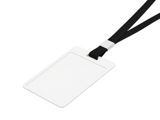 Blank id card holder with lanyard isolated on transparent background