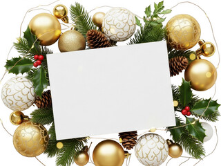 Golden christmas frame isolated on transparent background