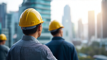 Urban inspection team implements 3D building information model, geographic information system, construction planning, engineering survey, digital technology, defocused background,