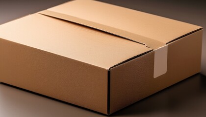 a close up of a closed cardboard box showcasing its textured surface and crisp edges the box exudes a sense of simplicity and practicality