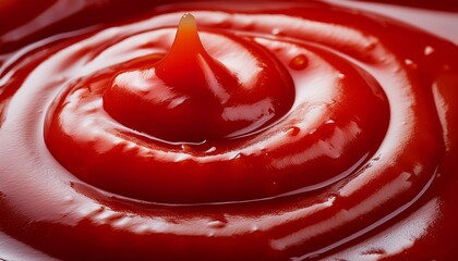 a close up view of a vibrant red ketchup showcasing its texture and consistency
