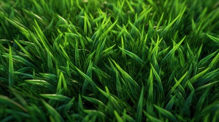 Fototapeta premium Vibrant Green Grass Blades Bathed in Soft Sunlight.
