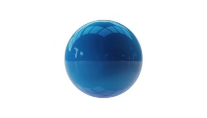 Blue reflective sphere with grid pattern blue sphere isolated on a transparent background
