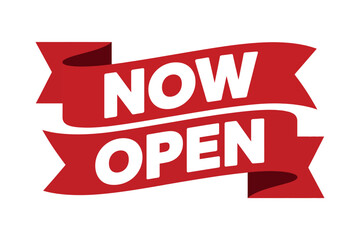 Red Now Open Banner Sign