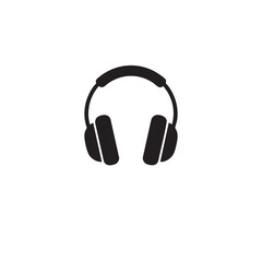 Fototapeta premium Black headphones with ear cups and headband audio music