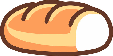 Cute Bread Loaf Cartoon Illustration in Flat Style