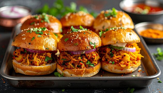 Gujrati Dabeli Sandwich. Traditional Indian Food