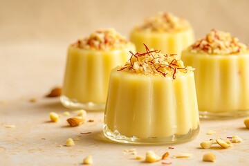 Indian dessert kulfi garnished with saffron and nuts ultra hd photo