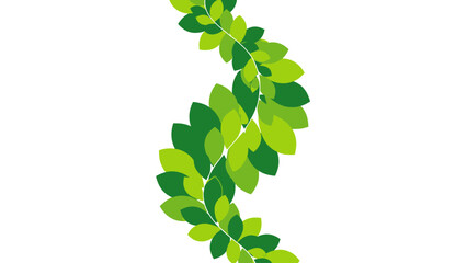 A winding stem with overlapping green leaves cascades down, set against a pristine white background © gudangPIXEL