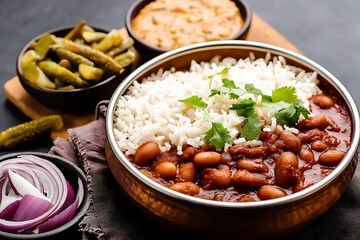 Red kidney bean curry (rajma chawal) with basmati rice ultra hd photo