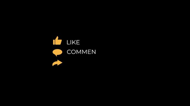like comment share icons floating ui animation with typing text effect.