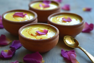 Indian dessert kulfi in clay pots ultra hd photo