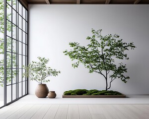 Quiet Japanese home with an openair meditation room, moss garden, and soft, diffused light