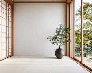 Traditional Japanese home with an open tea ceremony room, featuring simplicity and natural elegance