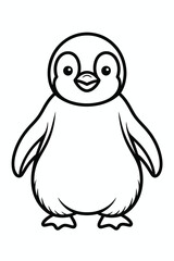 Obraz premium Cute penguin coloring page isolated on white background, Vector, illustration