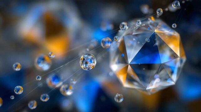 Dynamic abstract fitness background, high-definition, black, blue, and orange angular shapes layered, realistic mesh and droplet textures, visually powerful and energetic compositi