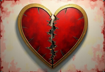 Broken heart reassembled with gold seams