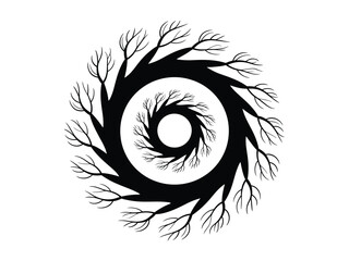Swirling tree branches isolated on white background, Vector, illustration