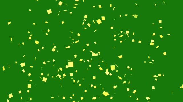 4k Colorful fireworks confetti explodes, explosion and fall of confetti. confetti celebration, confetti burst effect from the inside glitter background with gold slowly falling on green screen