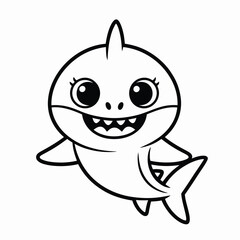 Happy baby shark smiling isolated on white background, Vector, illustration