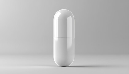 White capsule isolated on a clean background showcasing modern design and simplicity in pharmaceutical concept