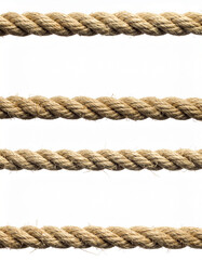 Natural Braided Rope Segments Isolated on White