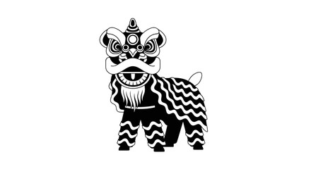 Obraz premium Traditional Asian Lion Dance Mascot Illustration