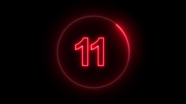 15-0 counting down seconds neon number. 15 seconds countdown timer animation, Glowing neon counting down from 15 to 0 animation isolated on Black Background.4k video animation .