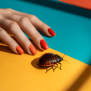 Insecte avec main de femme